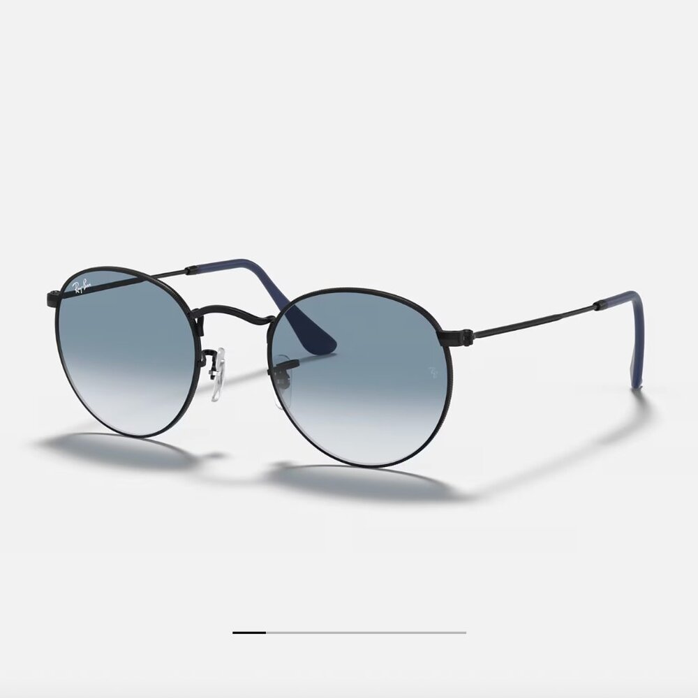 NWOT Ray-Ban Round Metal Sunglasses - Matte Black/Light Blue Gradient RB3447